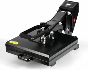 PowerPress Industrial-Quality Digital Sublimation Heat Press Machine for T  Shirt, 15x15 Inch, Black